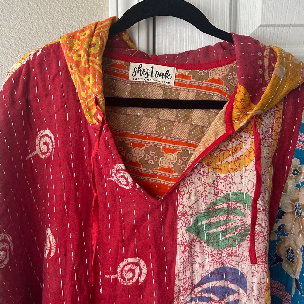 New- Shes1oak Kantha long top/dress hoodie - Picture 3 of 5